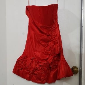 Red floral mini dress